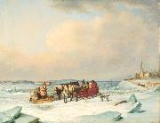 Cornelius Krieghoff The Ice Bridge at Longue-Pointe Sweden oil painting artist